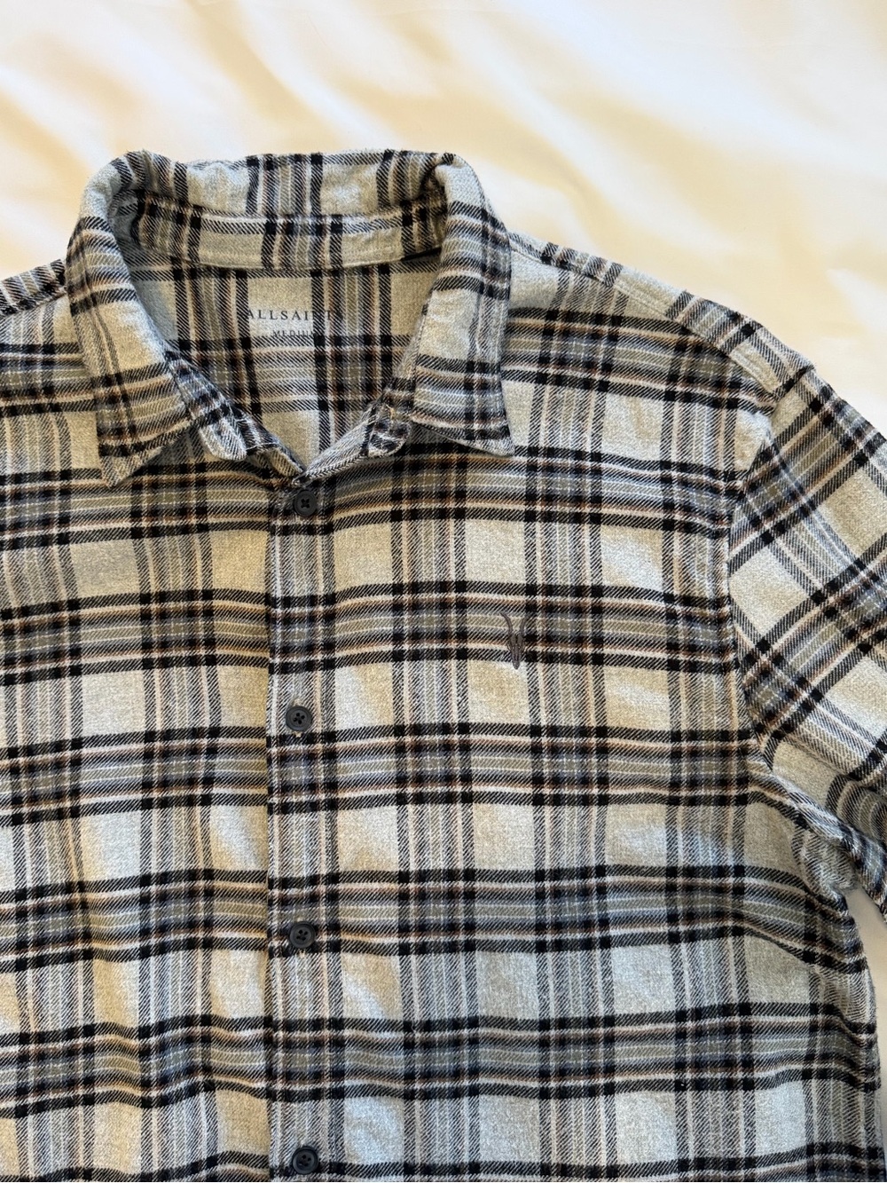 Allsaints Gaines Men’s Long Sleeve Flannel Size Medium - Picture 2 of 12